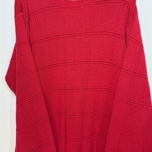 Arrow USA 1851 100% Red Cotton Heavyweight Crewneck Windowpane Sweater LT